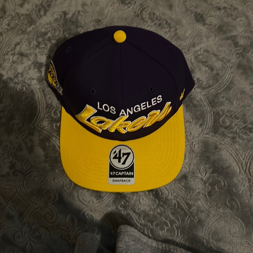 NWT 47 Los Angeles Lakers cap SNAPBACK purple yellow